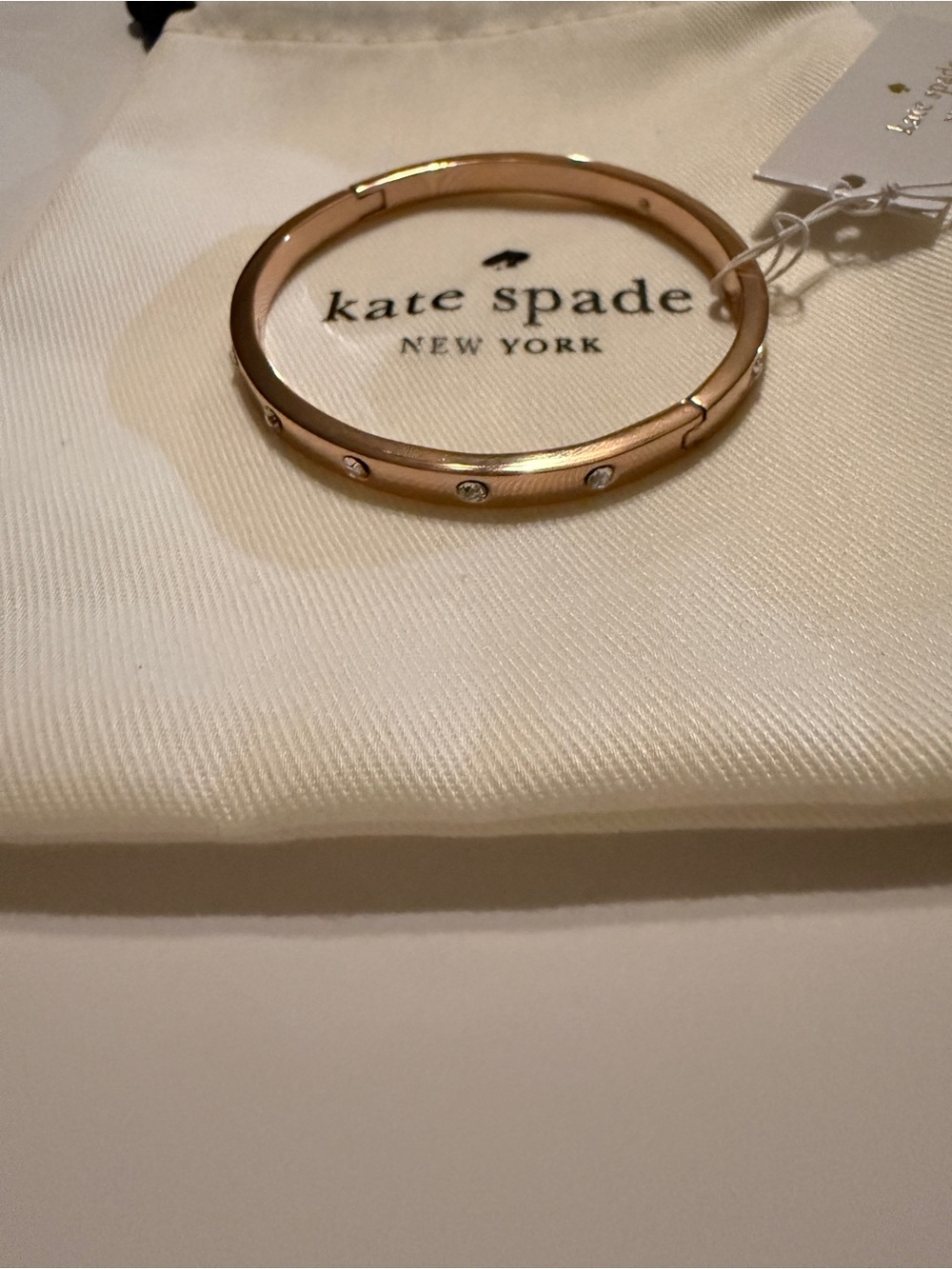 Kate Spade “Set In Stone” Hinged Bangle Bracelet Rose Gold NWT - Picture 3 of 8